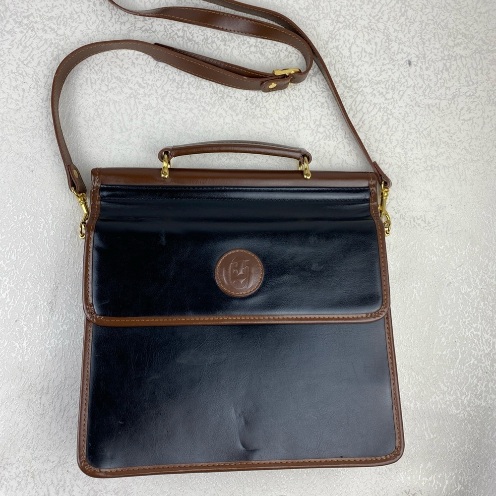 Vintage Charles Hubert Bifold Handbag Black Brown Trim